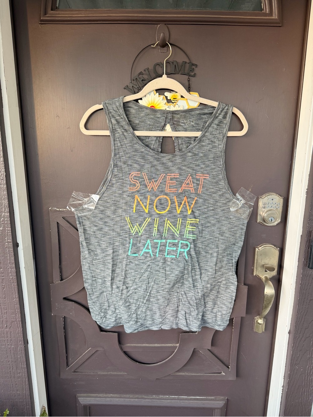 Gray Muscle Tank Top - Sweat Now Wine Later